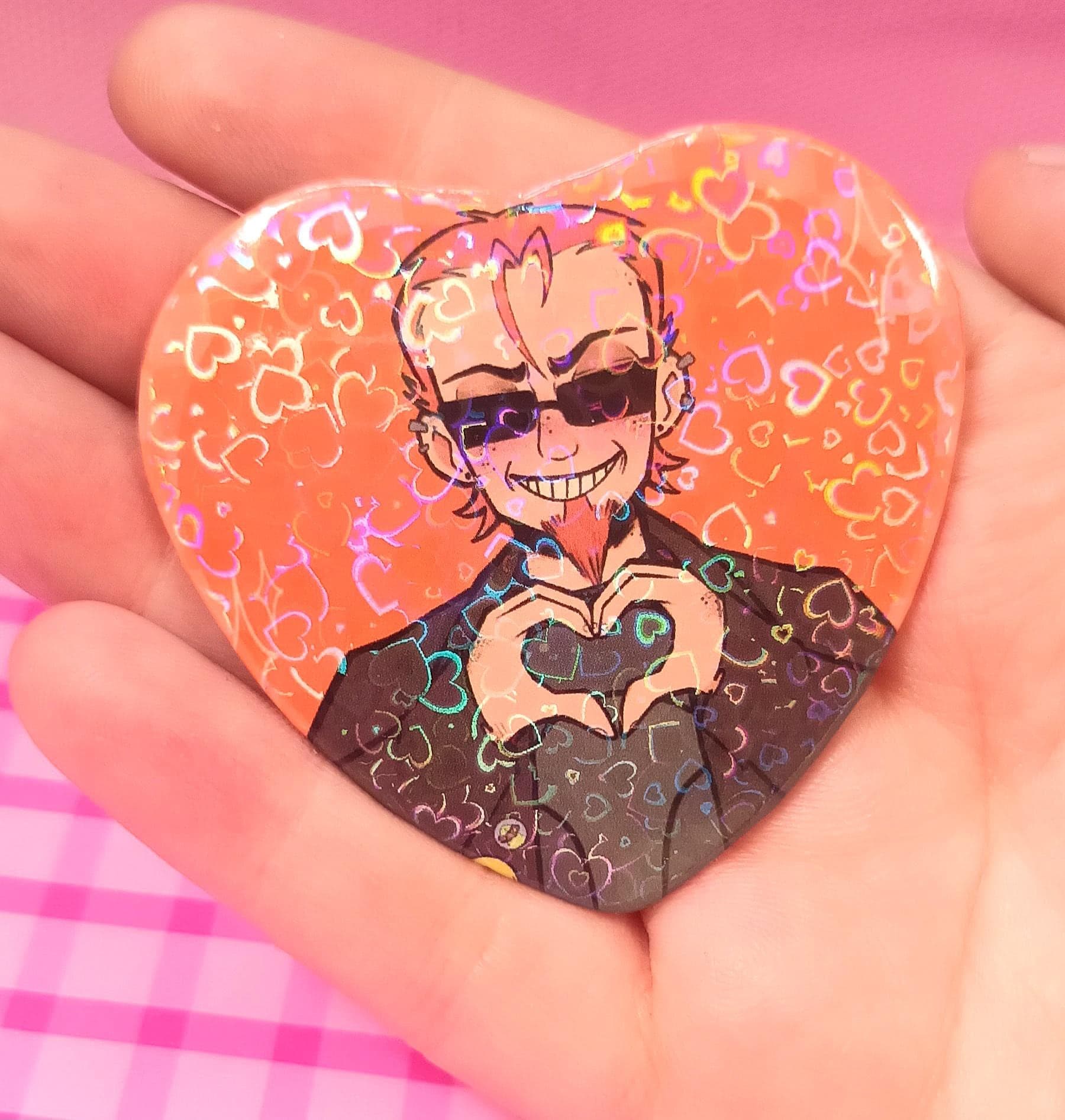 Postal Dude Heart Holographic Badge - Image 1