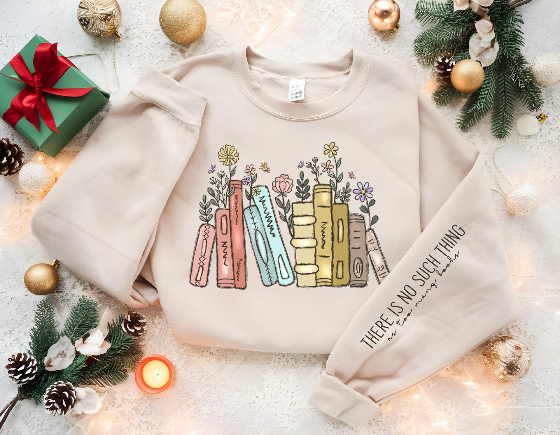 There Is No Such Thing As Too Many Books Sweatshirt, Book Lover Sweatshirt, Reading Sweatshirt, Bookish Hoodie, Gift for Book Lovers - Image 1