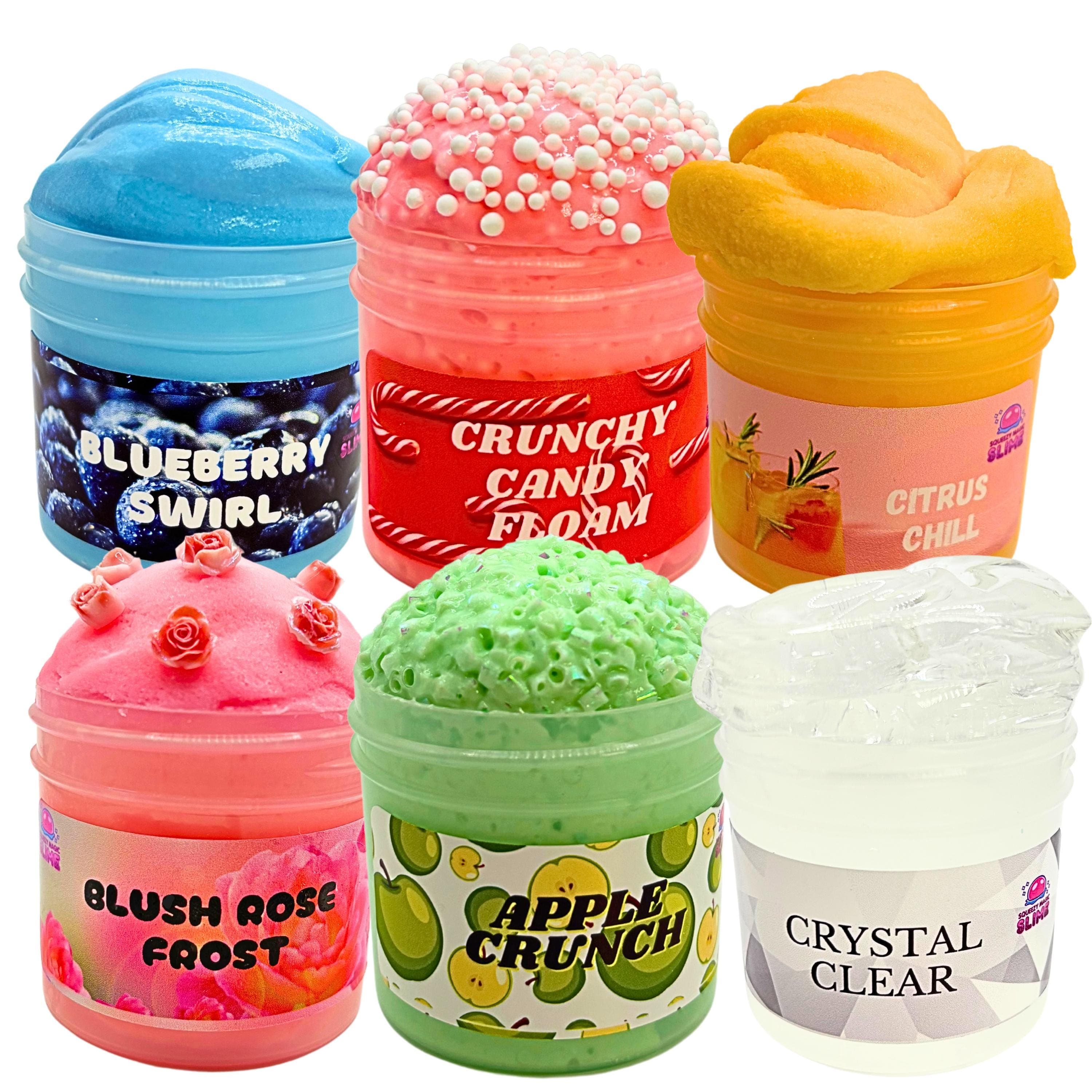 6-Pack Textured Slime Bundle | Includes: Glossy/Butter Slime, Cloud/Snow Slime, Icee Slime, Floam Slime, Clear Slime, Bingsu Slime
