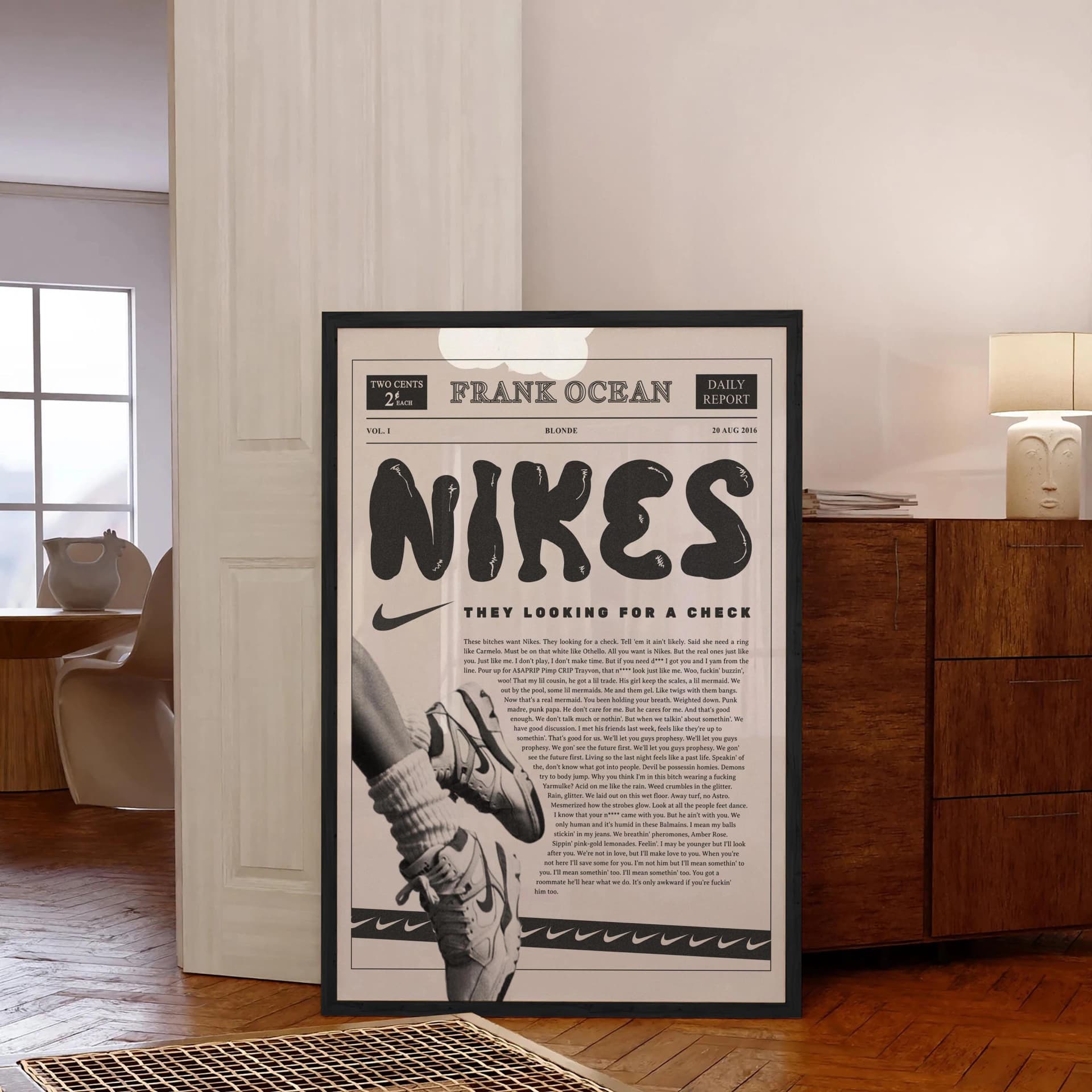 Nike Blonde Frank Ocean Sneaker Poster, Vintage Sneaker Poster, HypeBeast Printable Wall Art, Hypebeast Sneaker Poster, Sneakerhead, Retro - Image 1