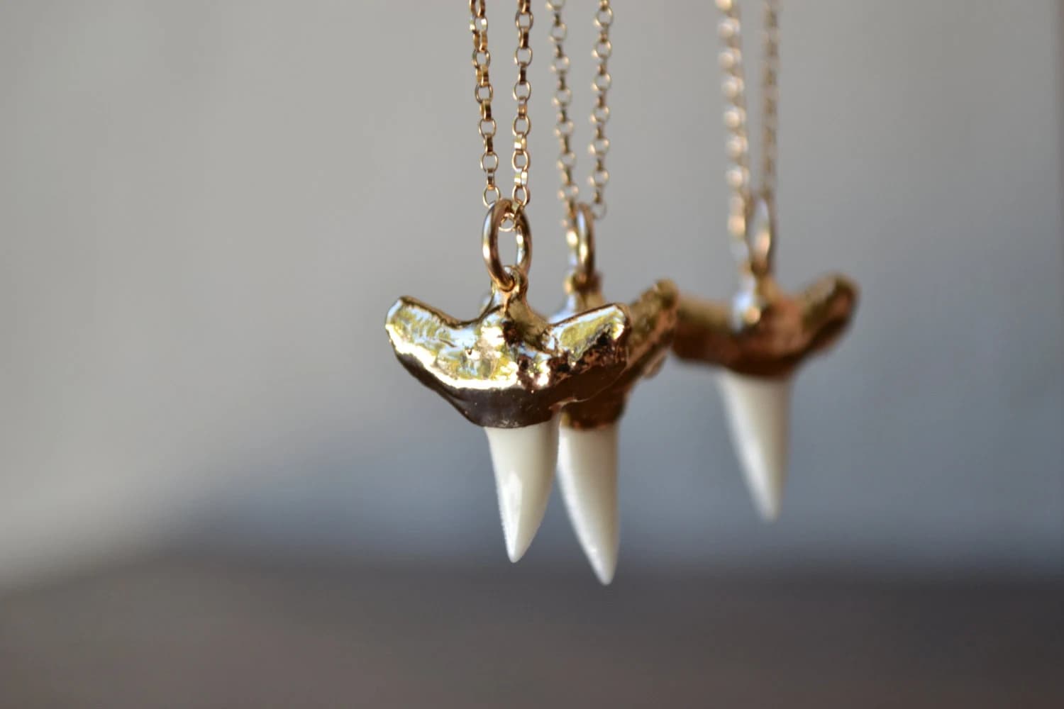 MINI CHOMP /// Gold Necklace, Layering, Beach, Ocean, Shark Teeth, Gifts for her, Birthday Gifts, Bohemian Jewelry, Festival Jewelry - Image 1