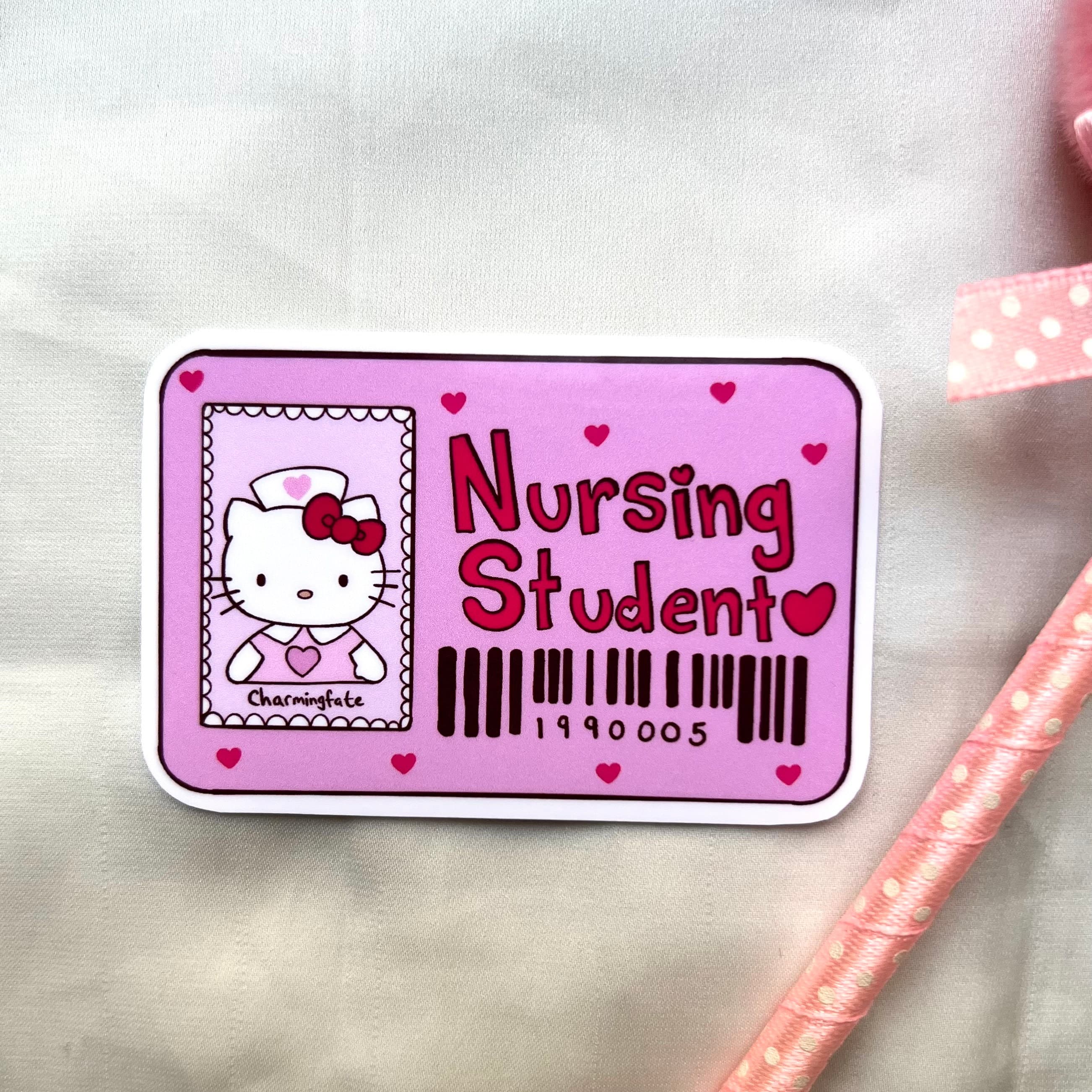 Nursing Student Badge Sticker Hello Kitty - Image 1