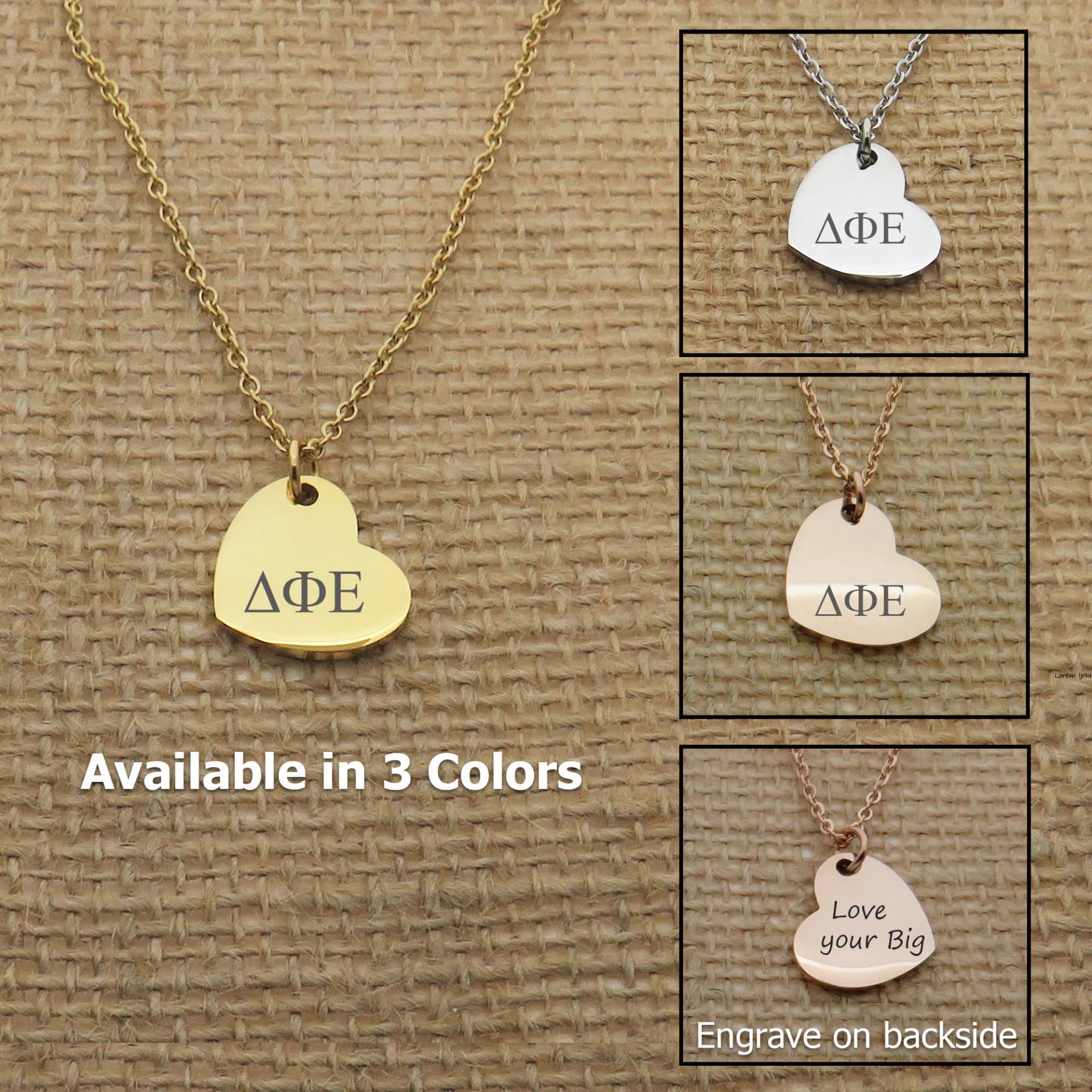 Delta Phi Epsilon Sorority Heart Necklace, Sorority Jewelry Necklace, Sorority Gift Idea, Sorority Little Big Gift Idea thumbnail 5
