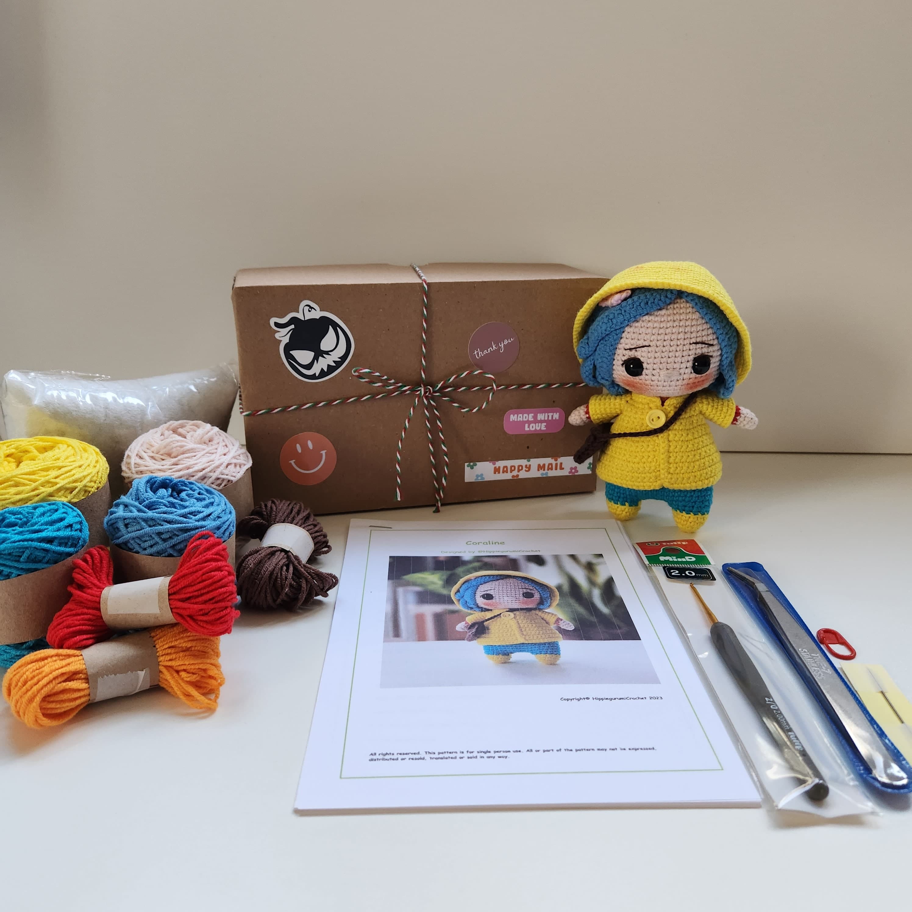 Crochet Kit, Coraline Crochet Kit, Amigurumi Kit, DIY Kit Craft Eco-friendly Gift for Crocheter - Image 1