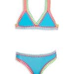 Pq Swim Girls' Rainbow Embroidered Two Piece Swimsuit - Little Kid, Big Kid - Turquoise thumbnail 2