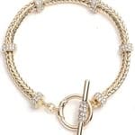 Crystal Gold Tone Pave Roundell Flex Line Bracelet thumbnail 2