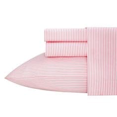 Oxford Stripe 3-Piece Pink Cotton Twin Sheet Set thumbnail 3