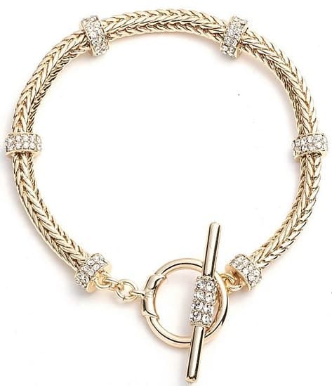Crystal Gold Tone Pave Roundell Flex Line Bracelet thumbnail 4