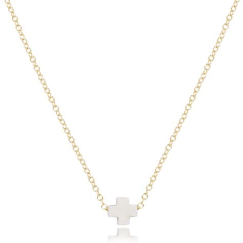 16 Necklace Gold - Signature Cross Small - Turquoise - Image 1
