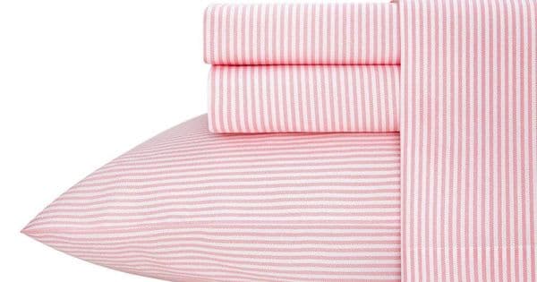Oxford Stripe 3-Piece Pink Cotton Twin Sheet Set thumbnail 7