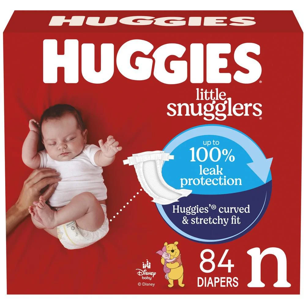 HUGGIES Little Snugglers Baby Diapers, Giga Pack, Sizes NB-2 | 84-84 Count, Sizes NB-2 | 84-84 Count - Image 1