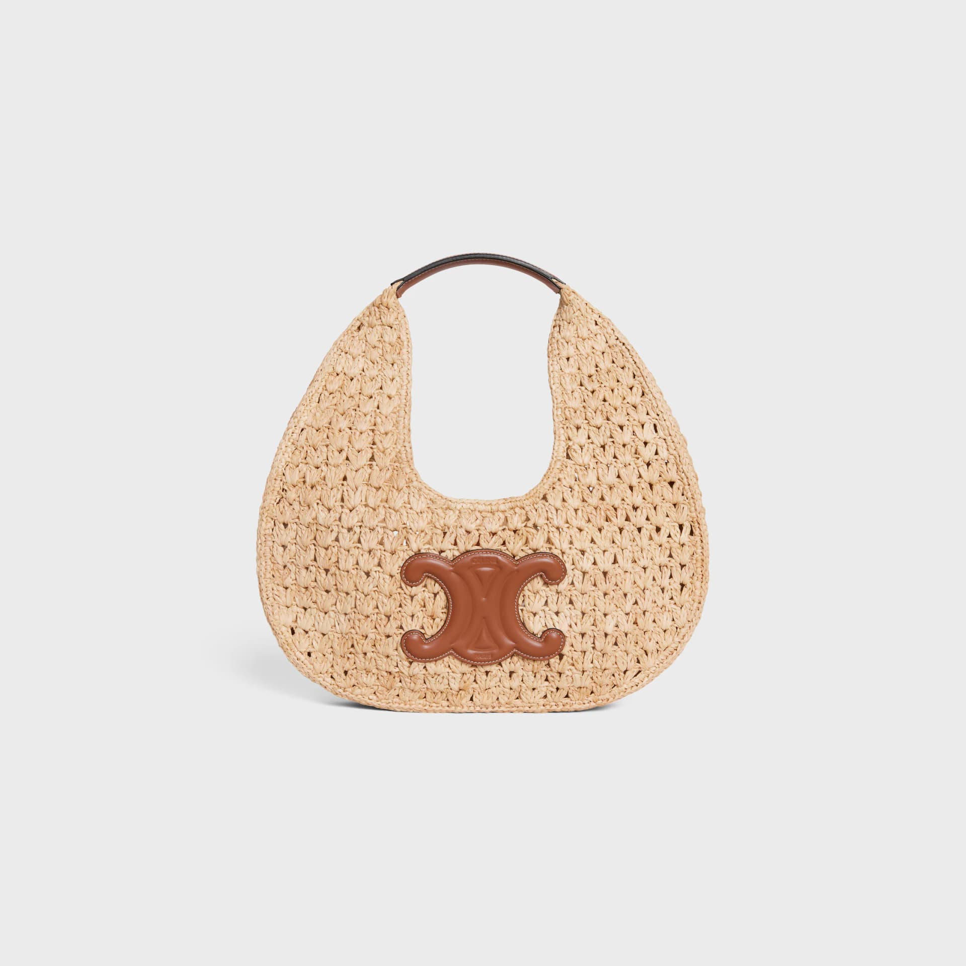 CELINE CLASSIC PANIER HOBO BAG IN RAFFIA AND CALFSKIN - NATURAL / TAN | CELINE thumbnail 2