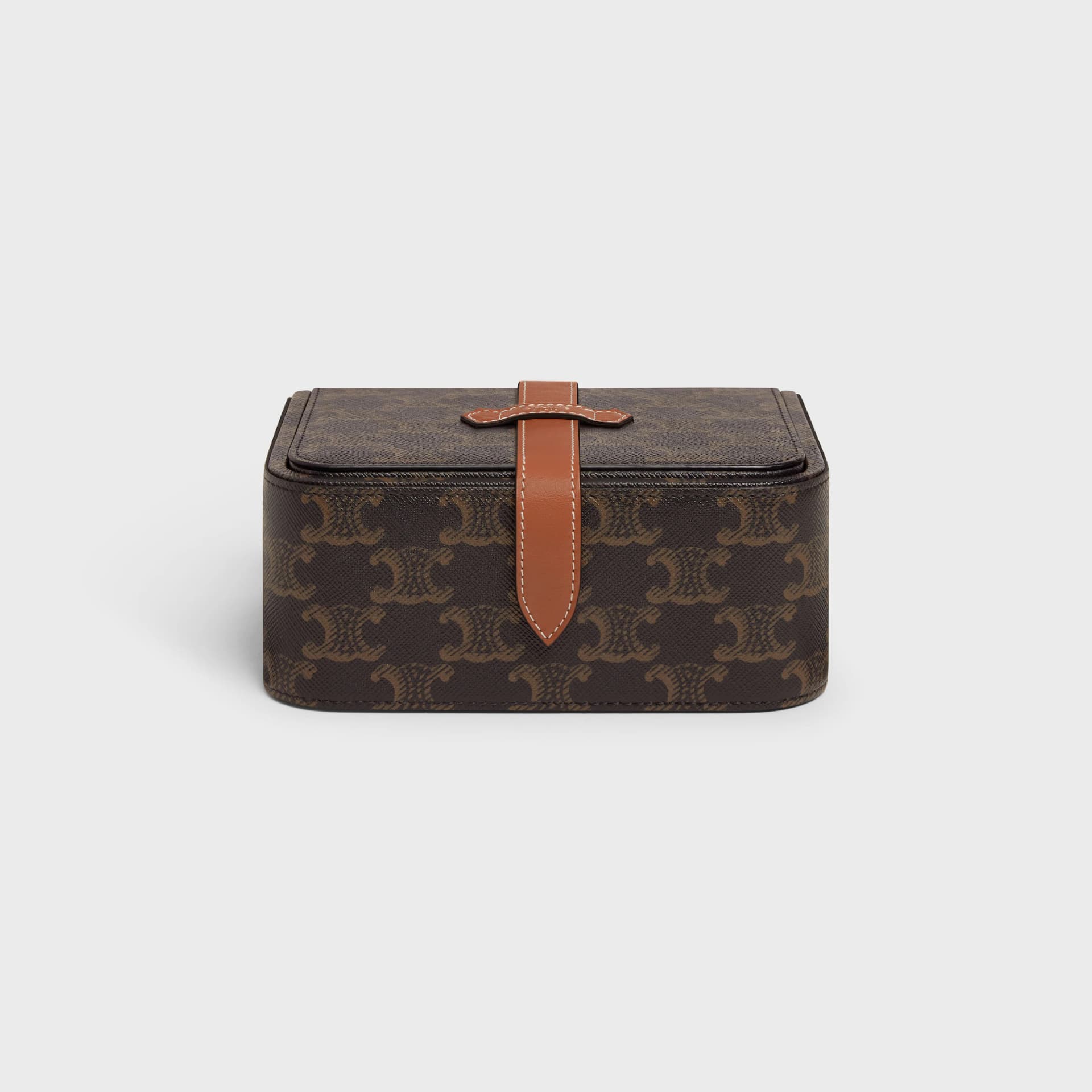 LARGE JEWELS CASE IN TRIOMPHE CANVAS AND CALFSKIN - TAN | CELINE thumbnail 2