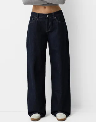Bershka – Boyfriend-Jeans in Jeansblau - Image 1