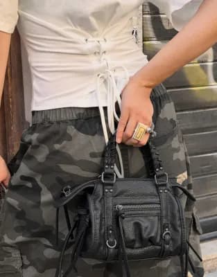 Bershka - Mini bowling tas in zwart - Image 1