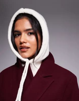 Kaiia exclusive tie detail snood in cream - Image 1