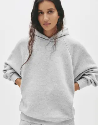 Pull&Bear Oversized hoodie in grey marl - Image 1