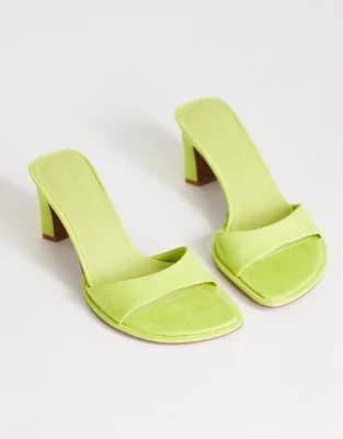 Topshop Ari mule mid heeled sandal in lime - Image 1