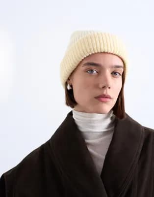Topshop - Henry - Bonnet côtelé - Babeurre - Image 1