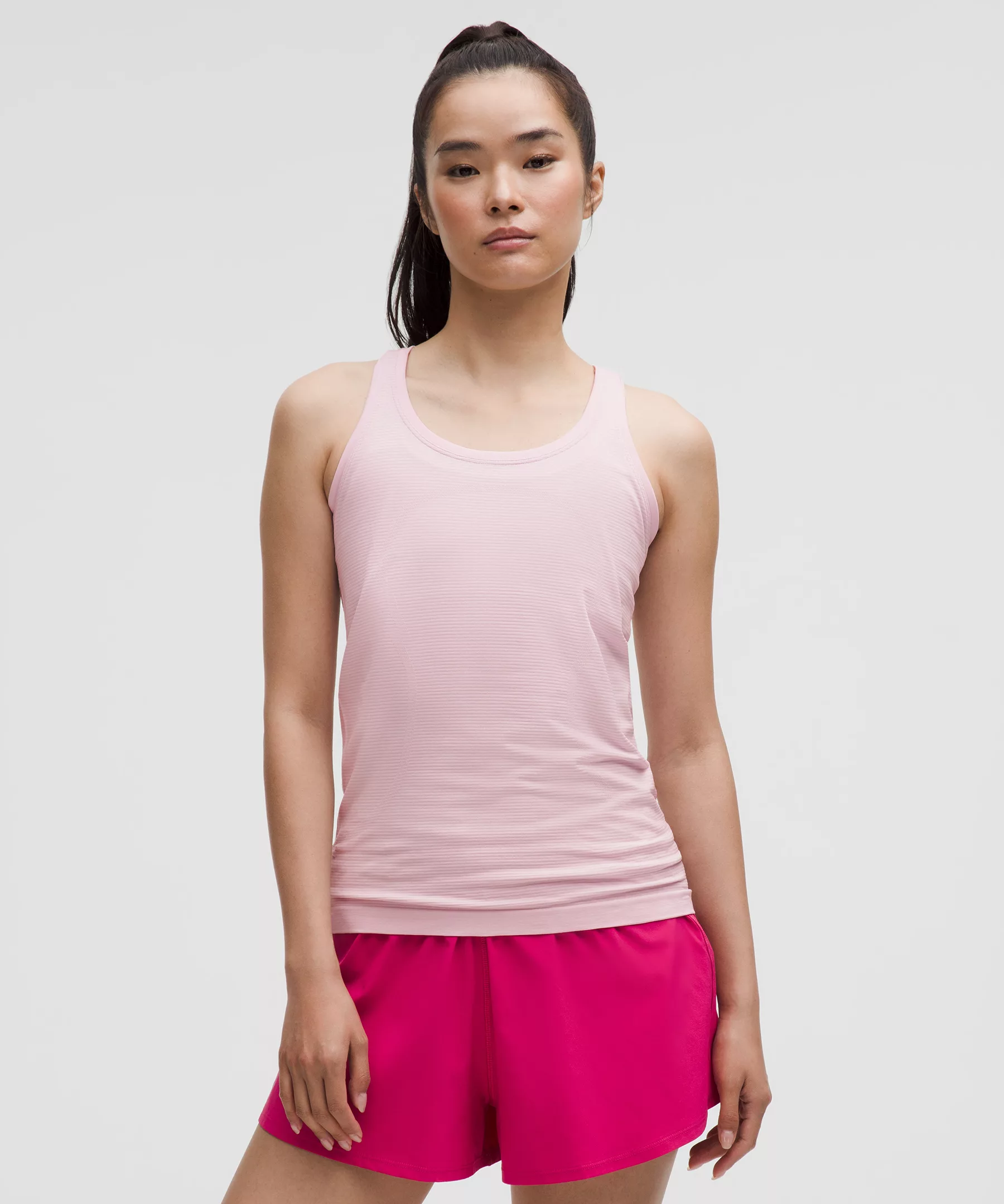 Swiftly Tech Racerback Tank Top 2.0 *Hip Length - Spandex Stripe Pink Organza/White - 8 - Image 1