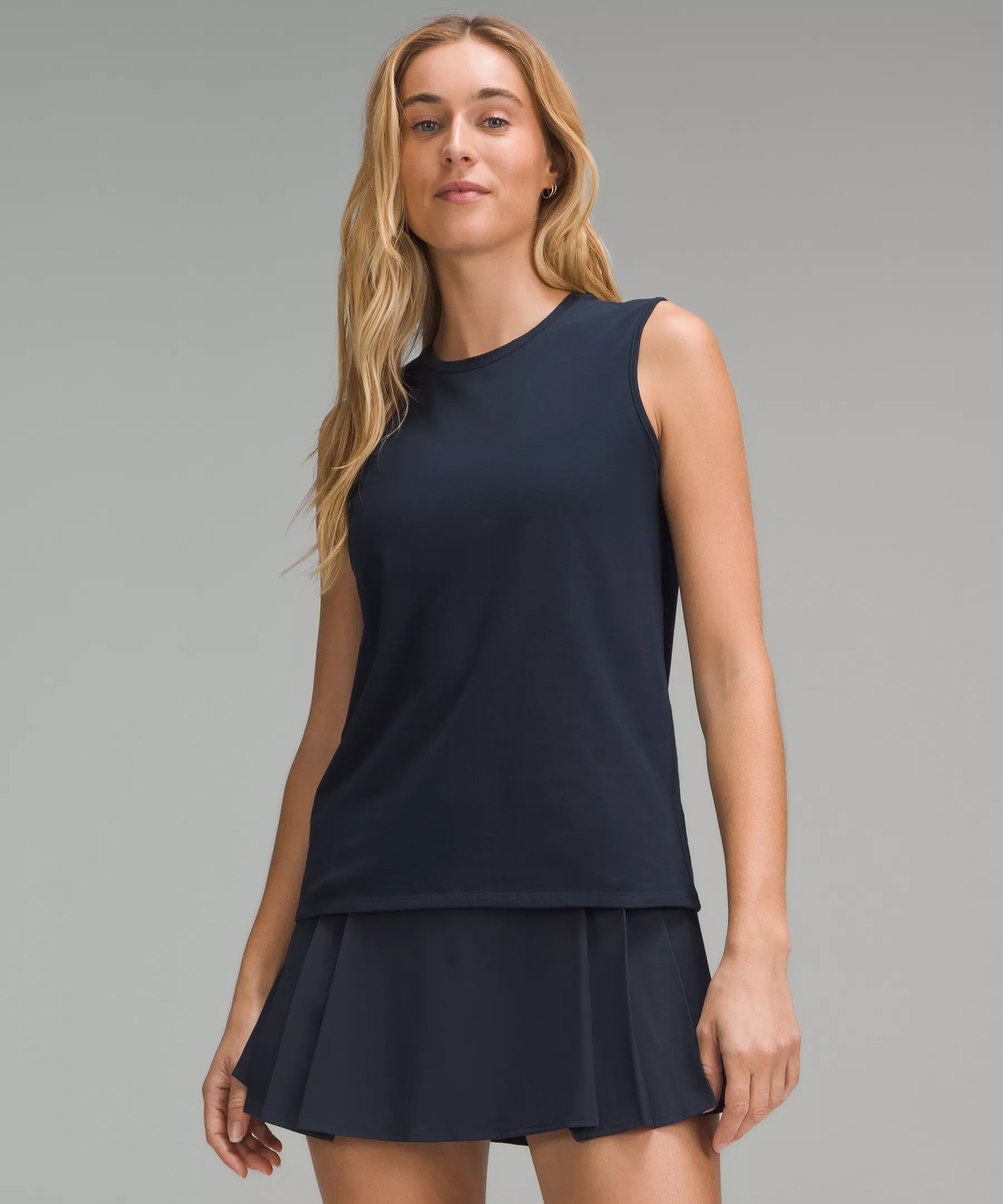 Organic Cotton Crewneck Tank Top - True Navy - XL - Image 1
