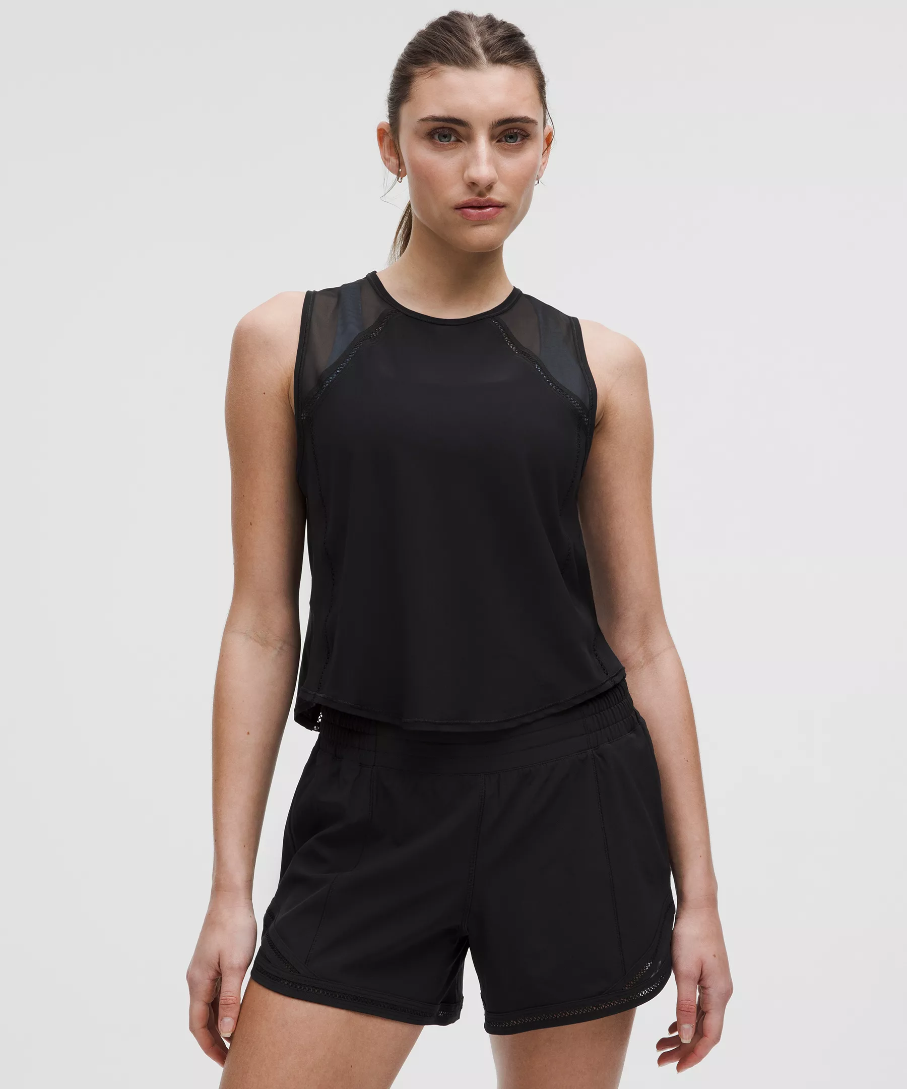 Sculpt Cropped Tank Top *Lace Trim - Black - 2 - Image 1
