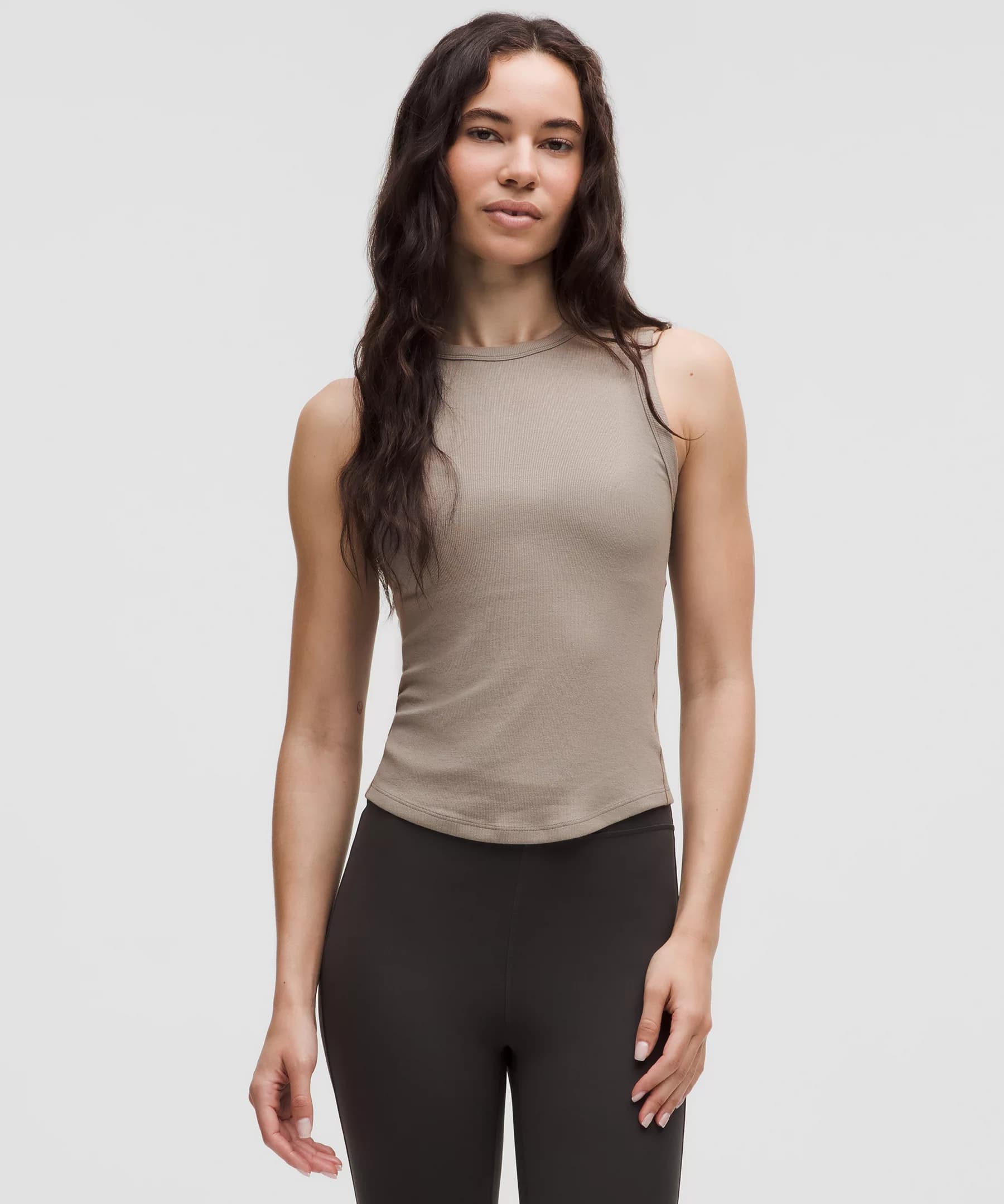 Hold Tight Crewneck Tank Top *Waist Length - Warm Ash Grey - 8 - Image 1