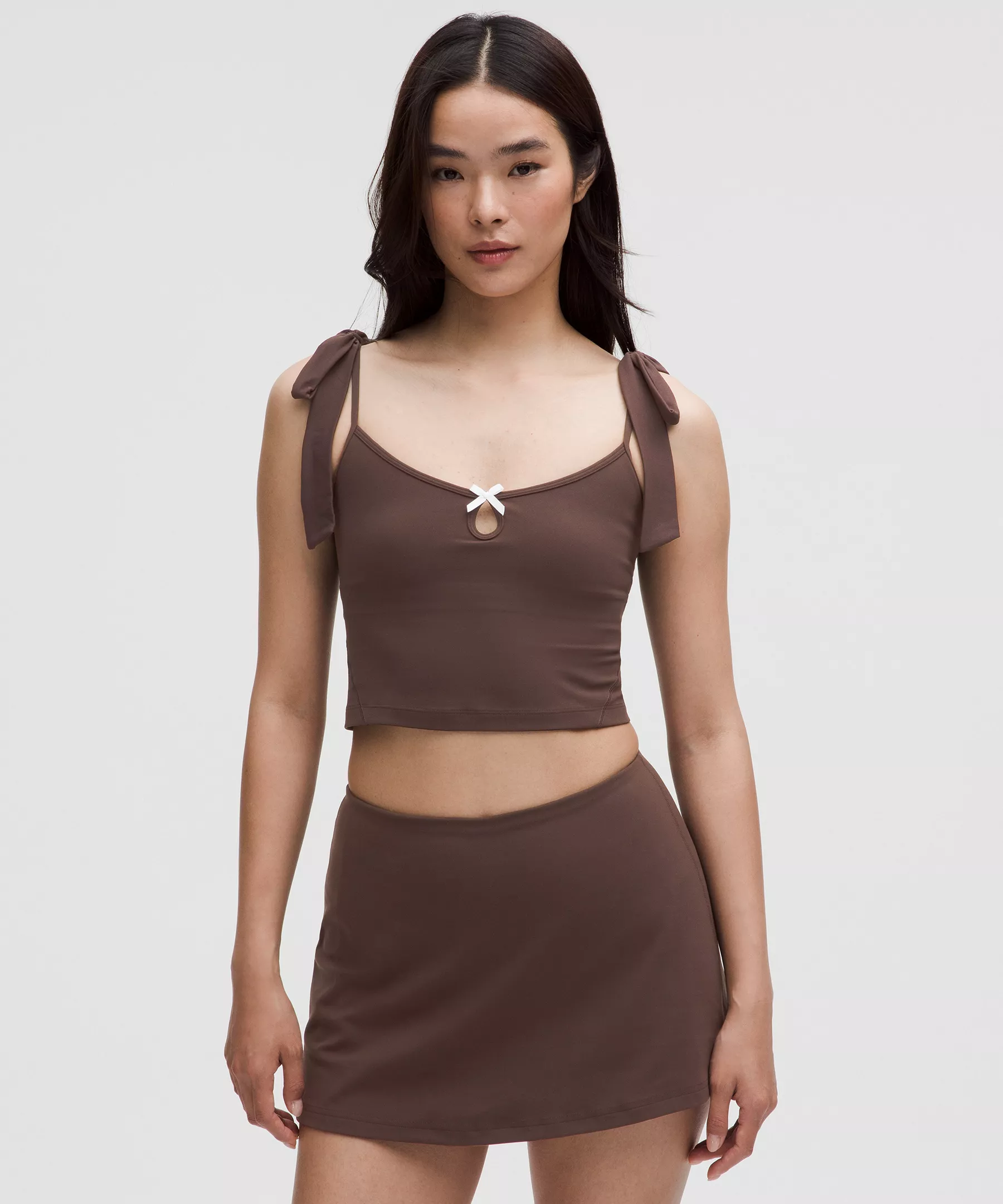 Nulu Bow-Detail Tank Top *Balletcore Set - Espresso - XXXS - Image 1