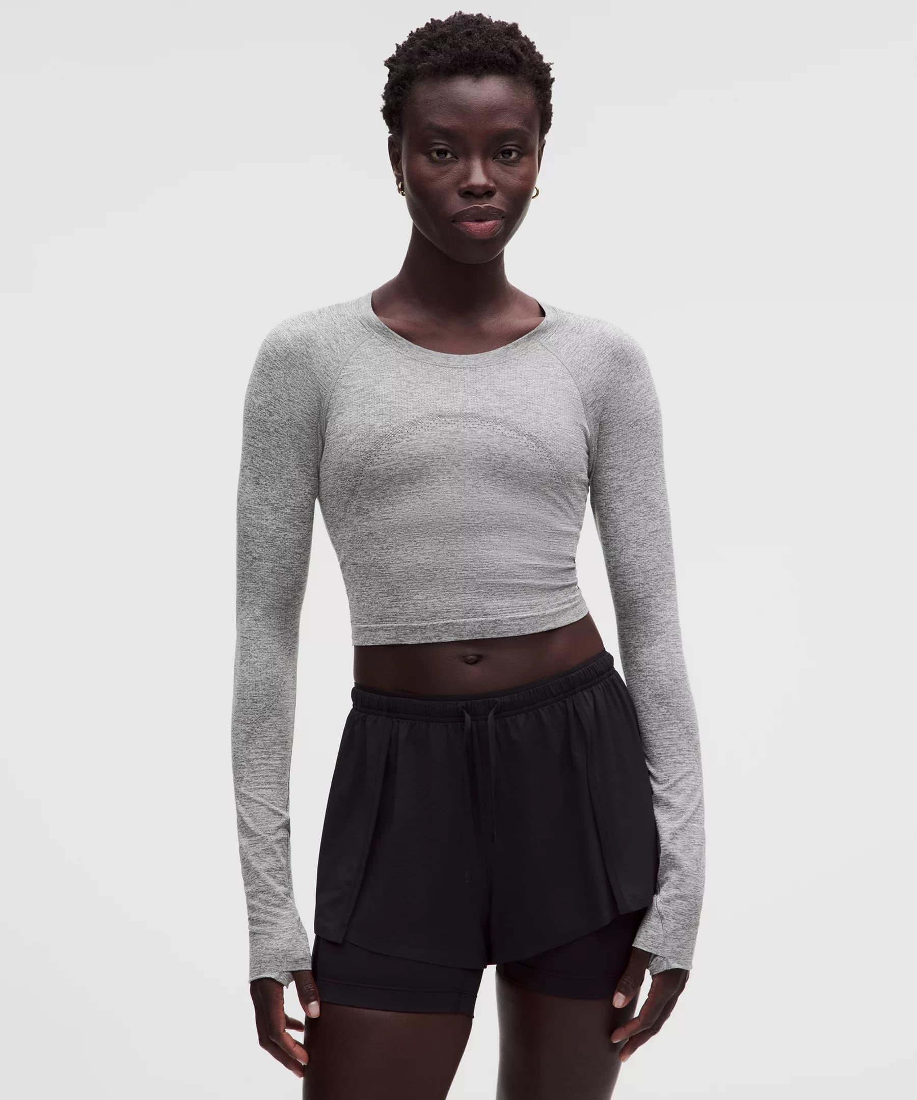Swiftly Tech Cropped Long-Sleeve Shirt 2.0 - Slate/White - 14 - Image 1