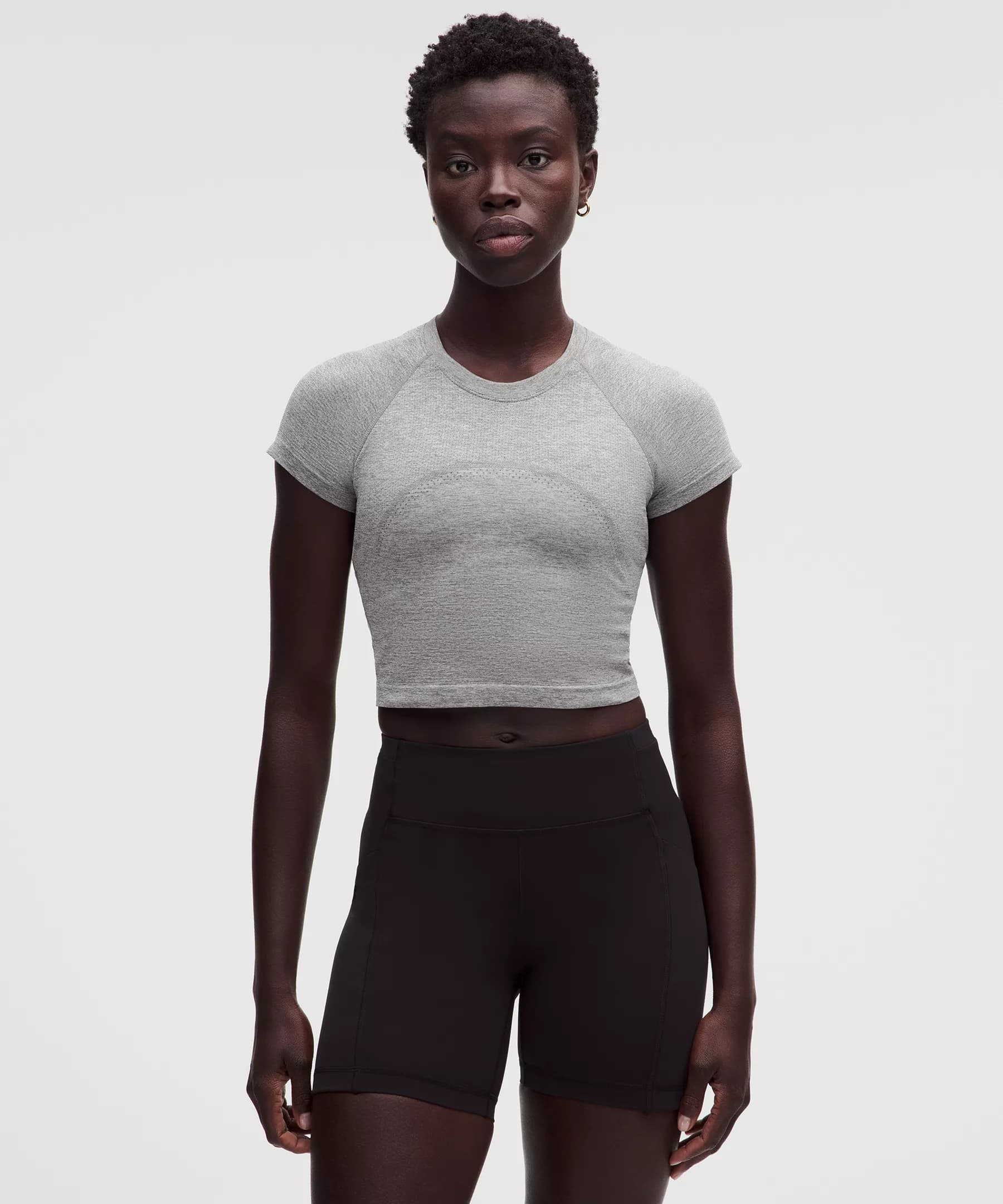 Swiftly Tech Cropped Short-Sleeve Shirt 2.0 - Slate/White - 8 - Image 1