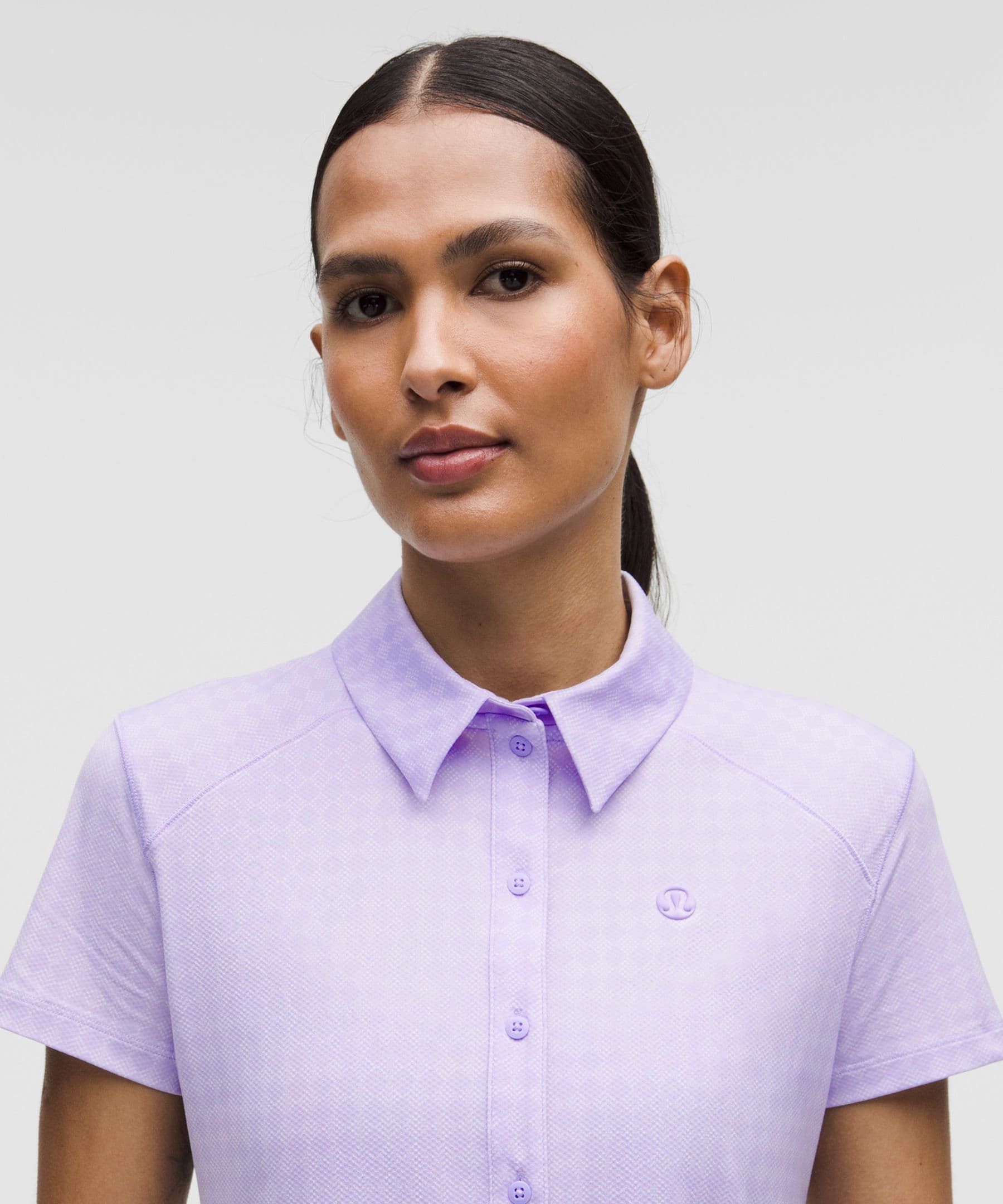 Quick-Dry Short-Sleeve Polo Shirt *Straight Hem - Diamond Spot White Lavender Frost - 2