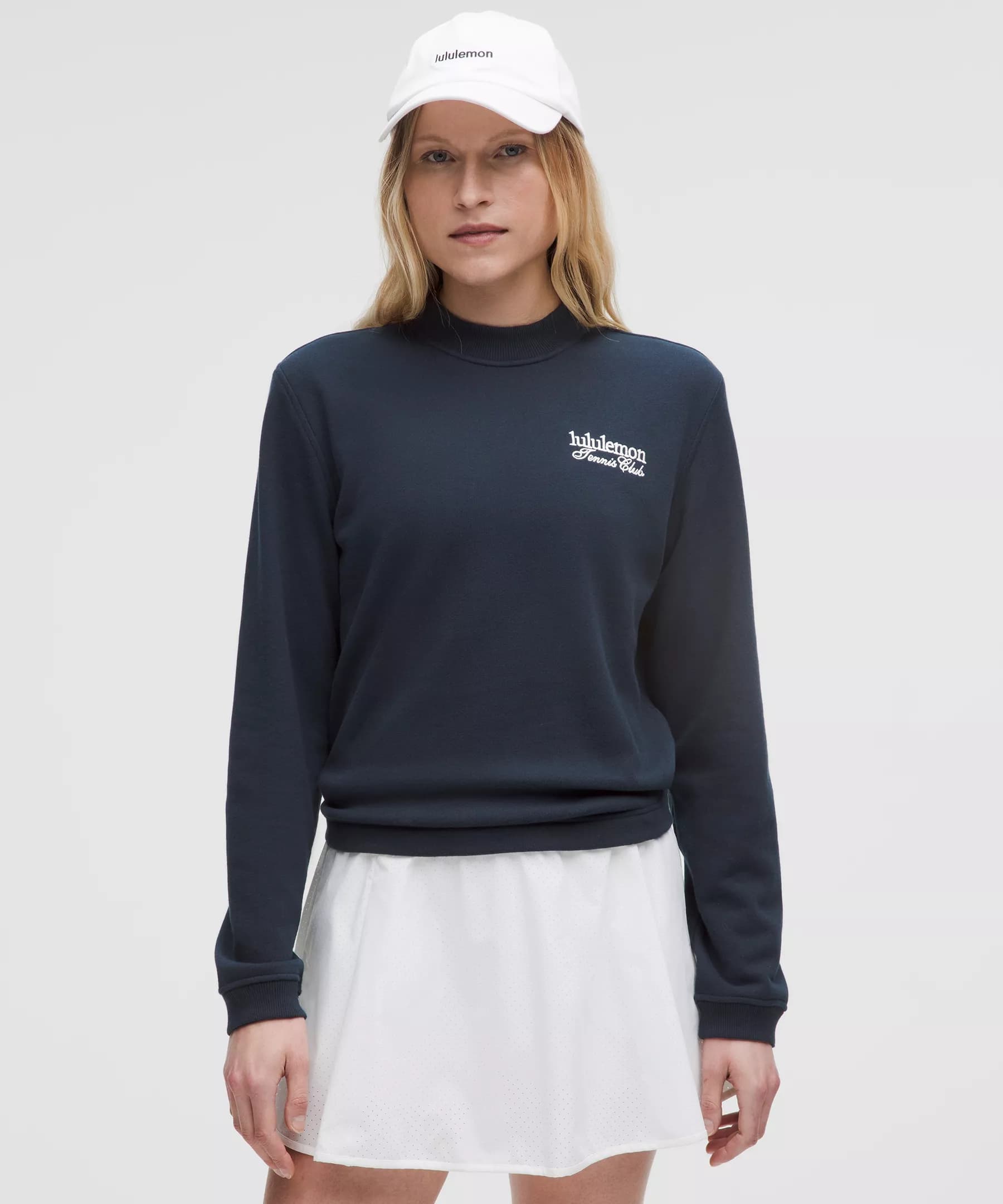Cotton French Terry Crewneck Pullover *Tennis Club - True Navy/White - XL - Image 1