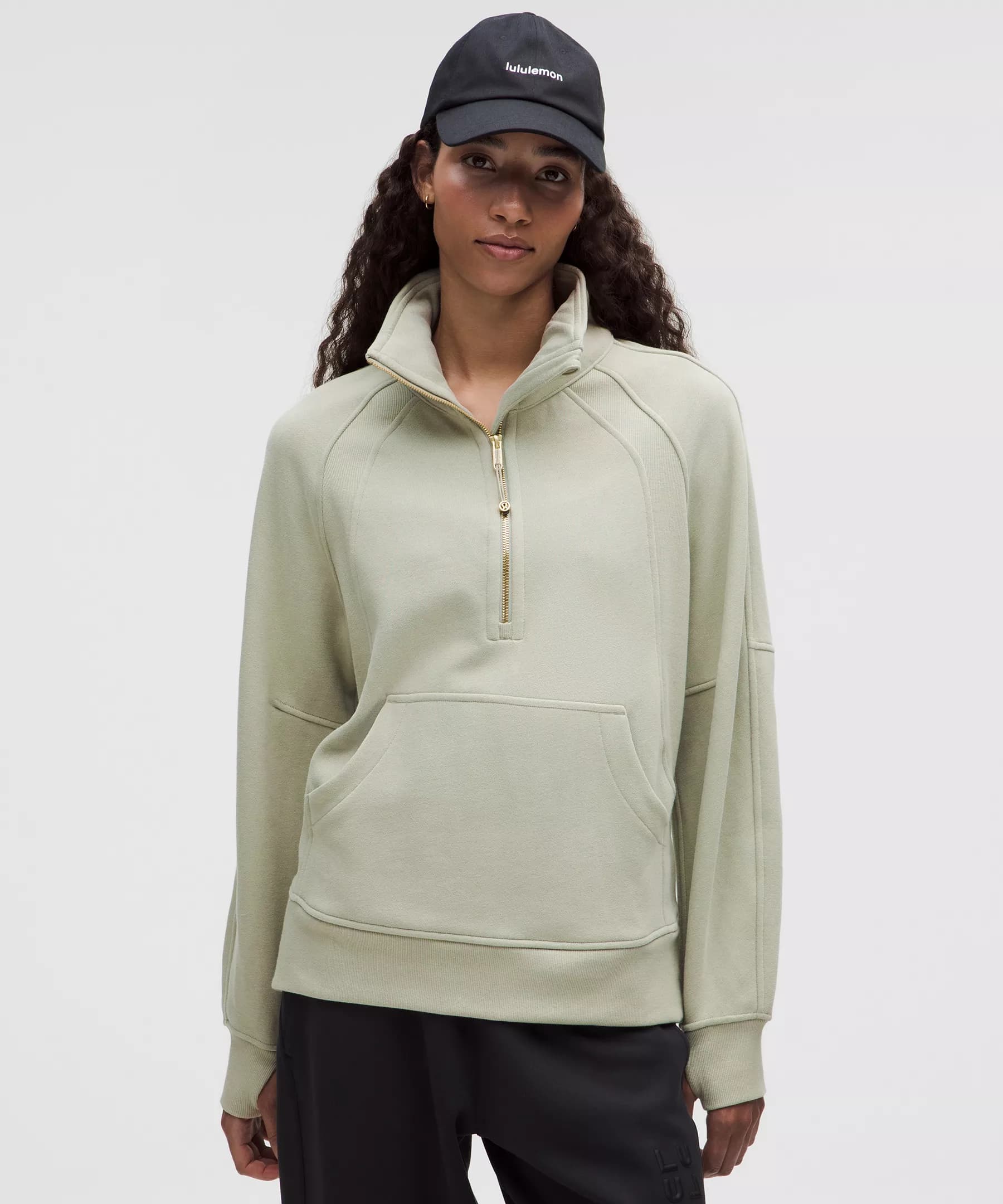 Scuba Oversized Funnel-Neck Half Zip *Long - Fog Green/Gold - XL/XXL - Image 1