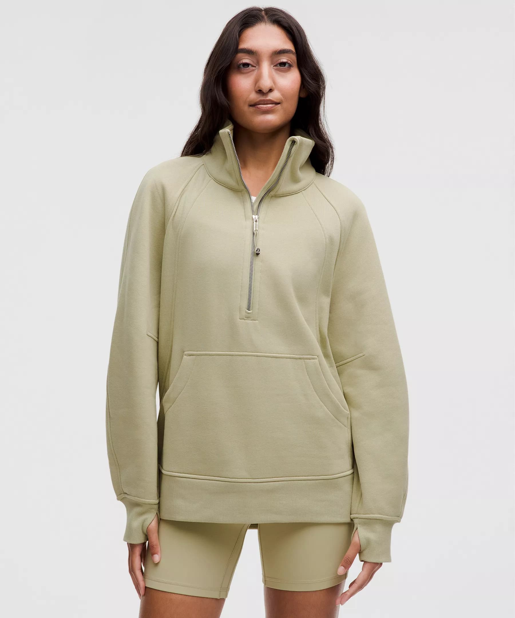 Scuba Oversized Funnel-Neck Half Zip *Long - Honeydew - M/L - Image 1