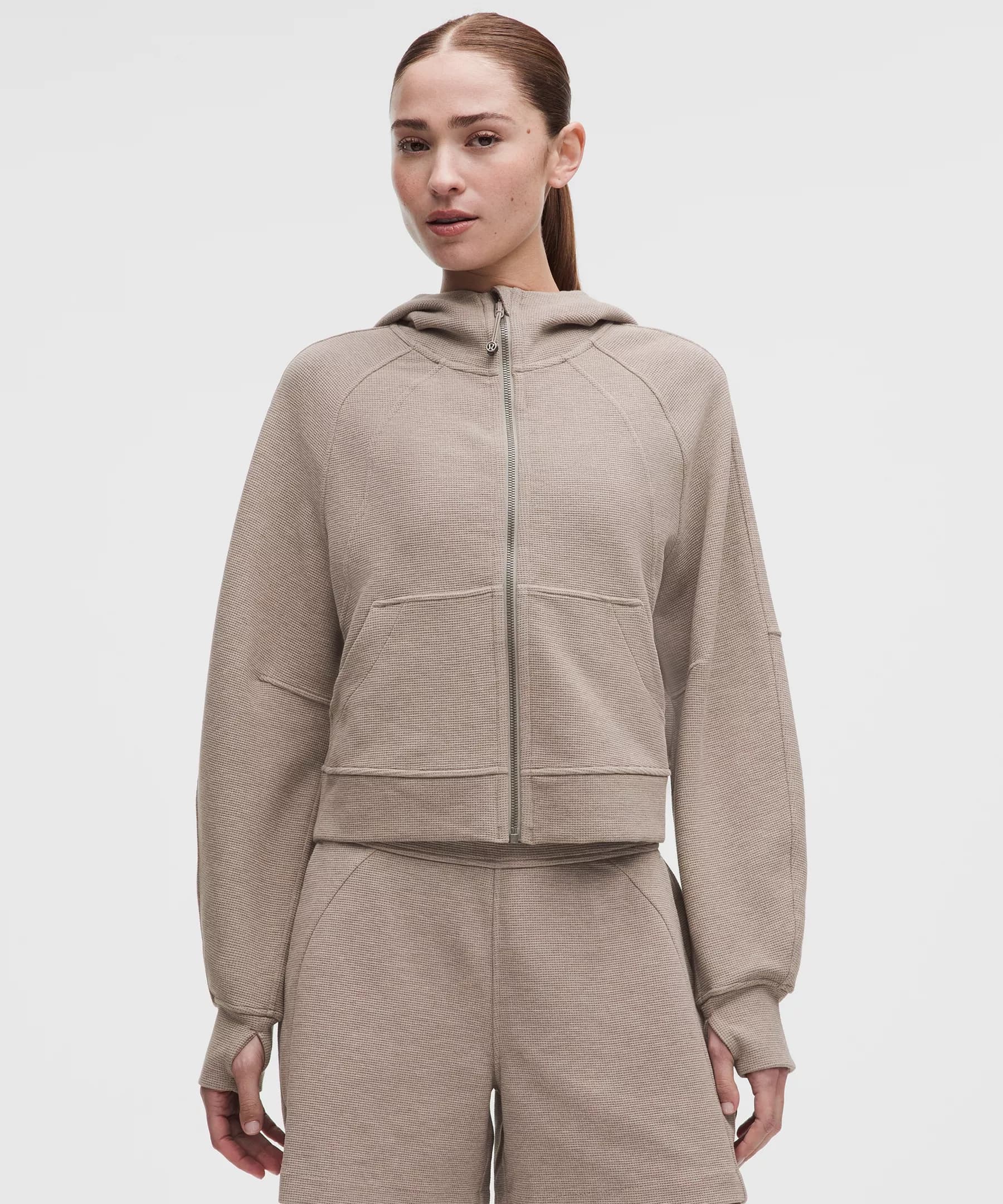 Scuba Oversized Full-Zip Hoodie *Waffle - Heathered Warm Ash Grey - M/L - Image 1