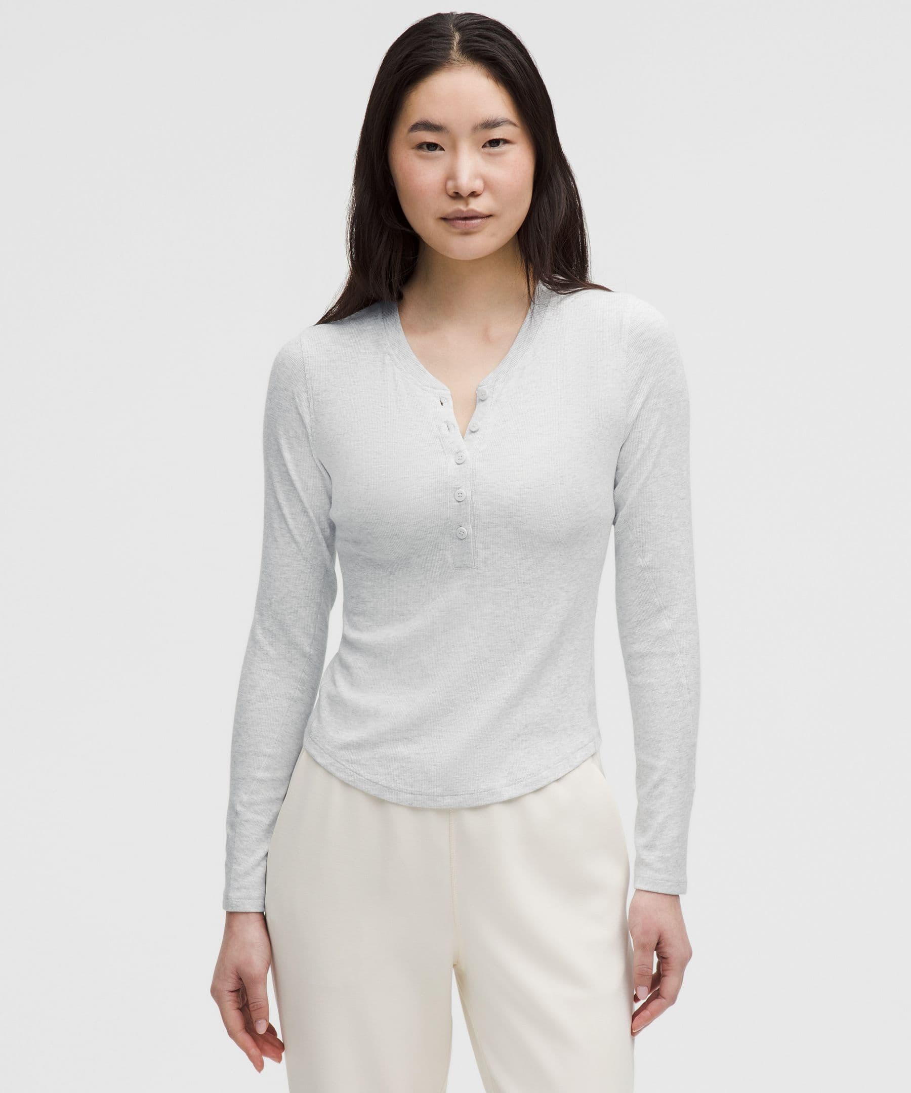 Hold Tight Long-Sleeve Henley - Heathered Core Ultra Light Grey - 14