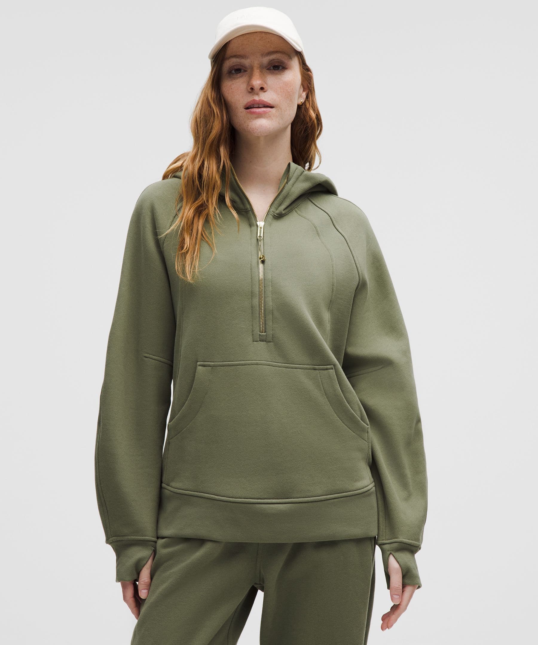 Scuba Oversized Half-Zip Hoodie *Long - Bay Leaf/Gold - XL/XXL