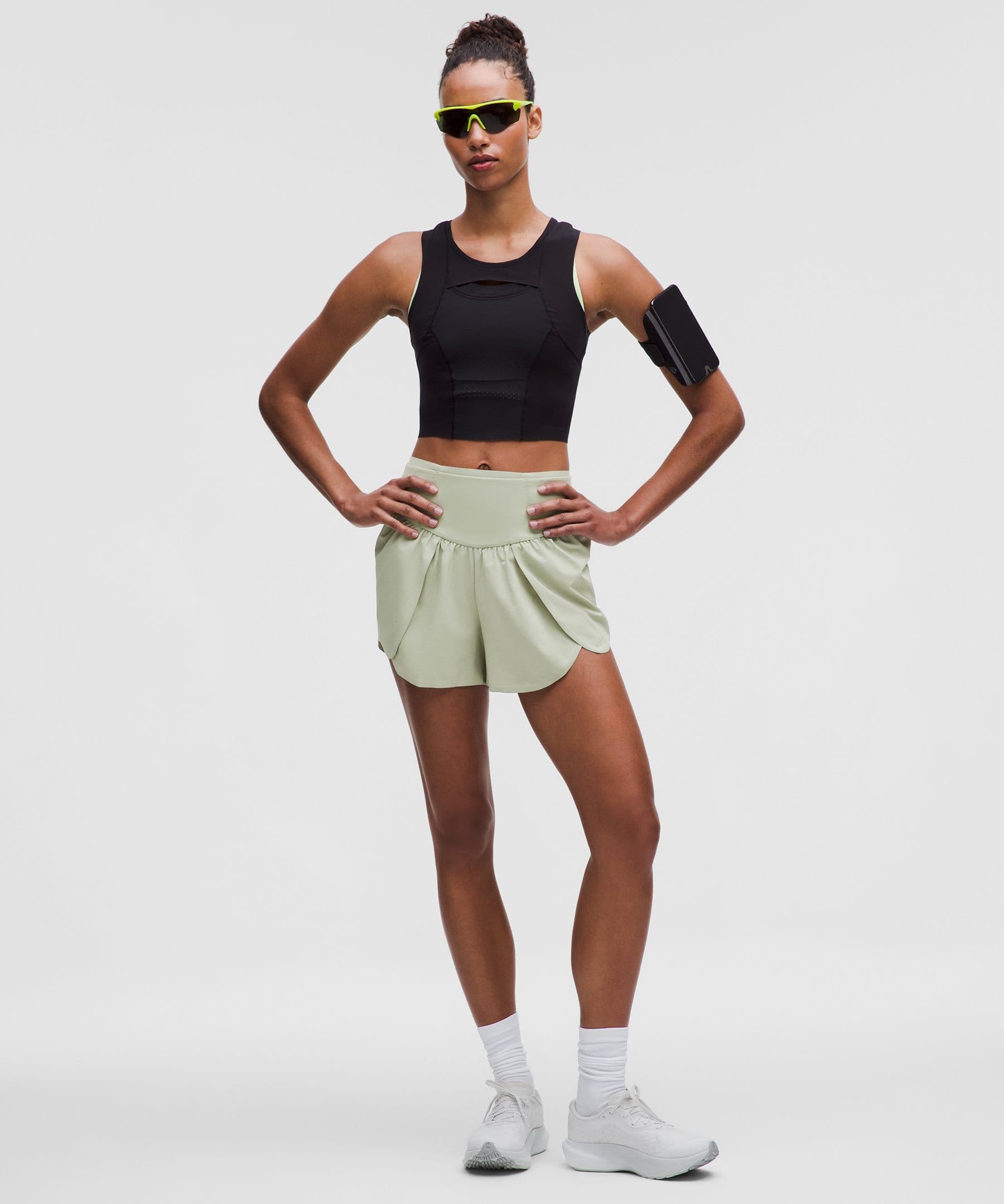 lululemon Go Further Super-High-Rise Split Short 3" - Fog Green - 2