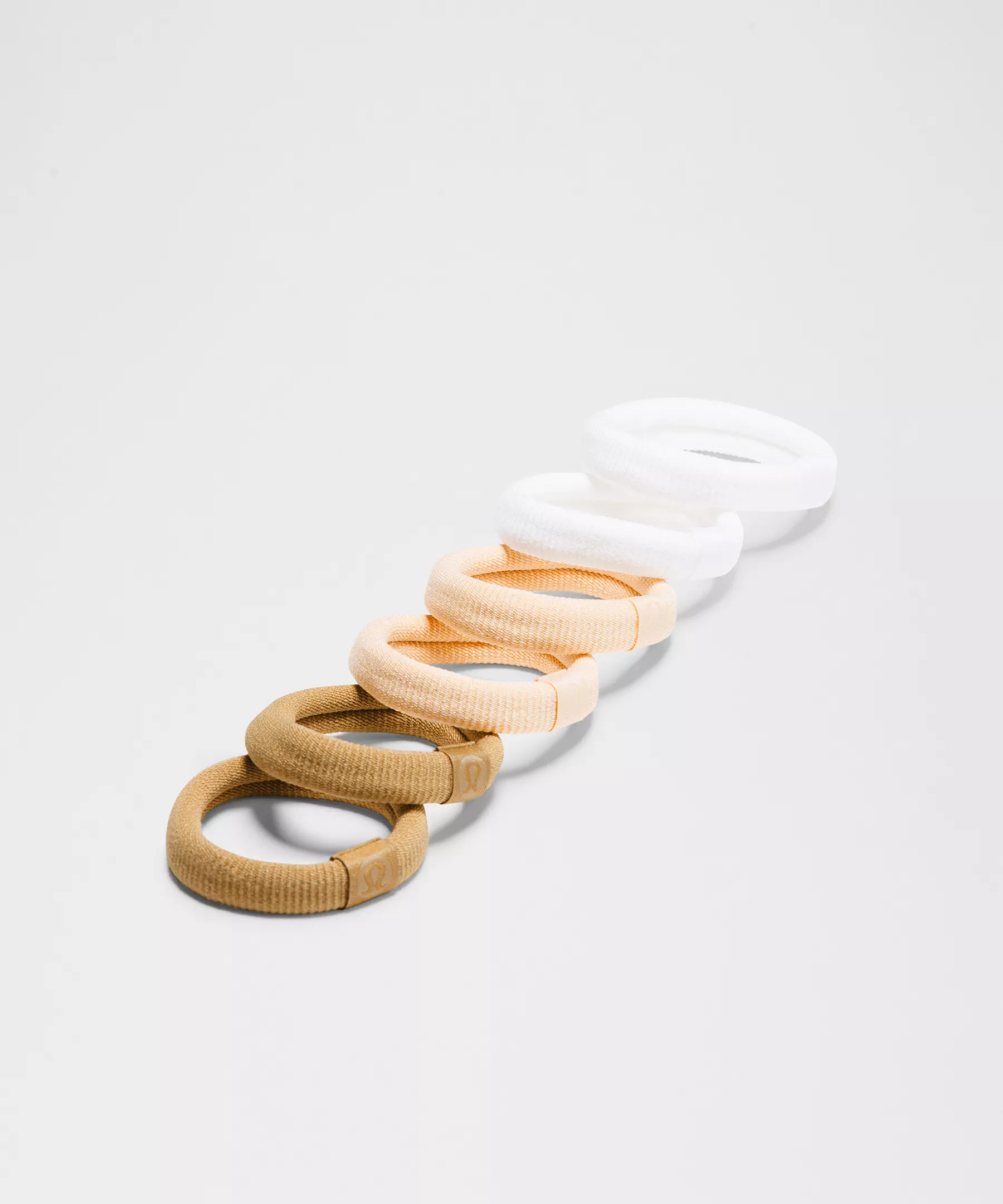 Knit Hair Ties *6 Pack - Pale Linen/Pale Linen/Gleam/Gleam/White/White - ONE SIZE - Image 1