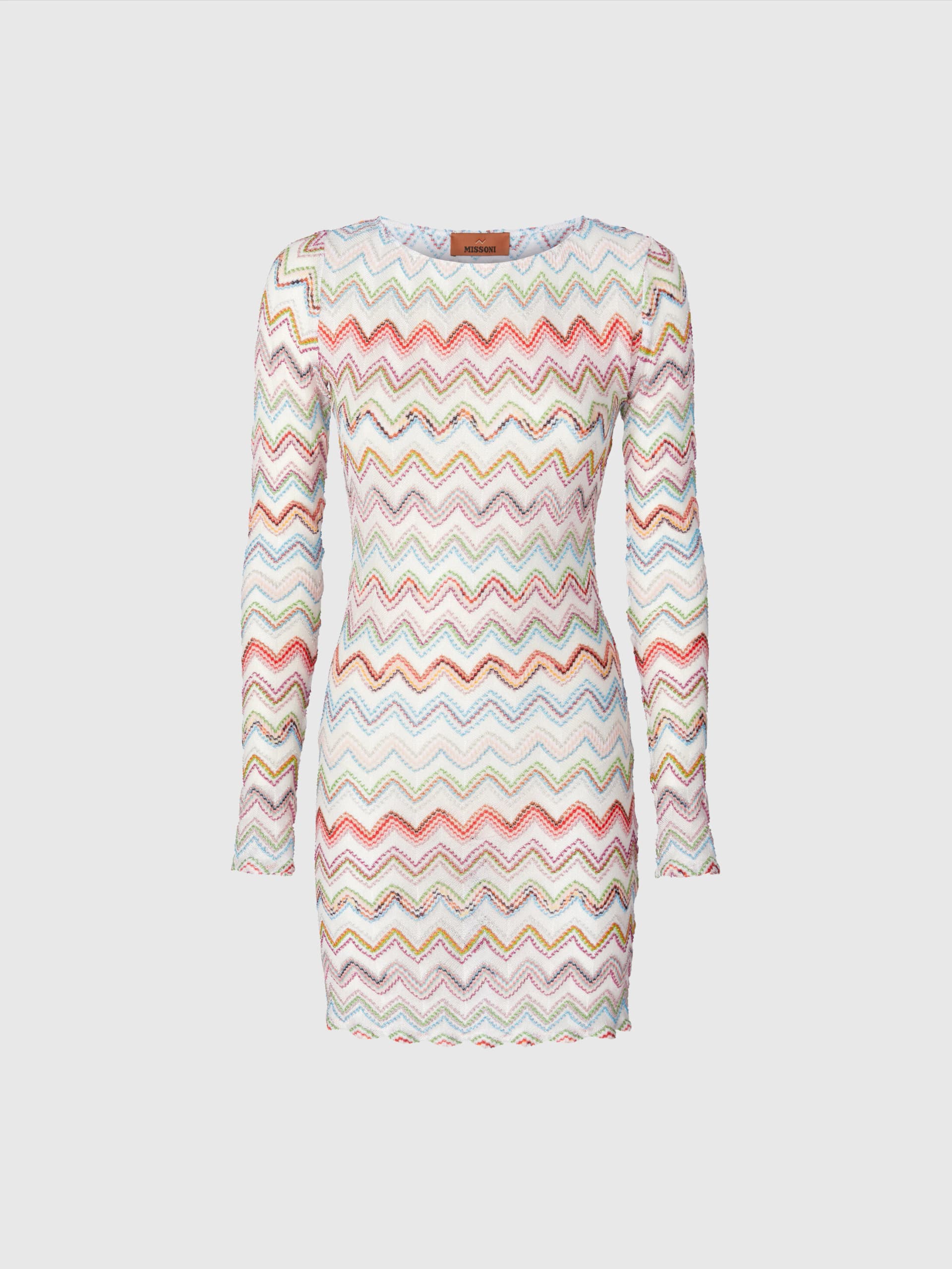 Short cover-up dress with zig zag lamé 3D - Image 1