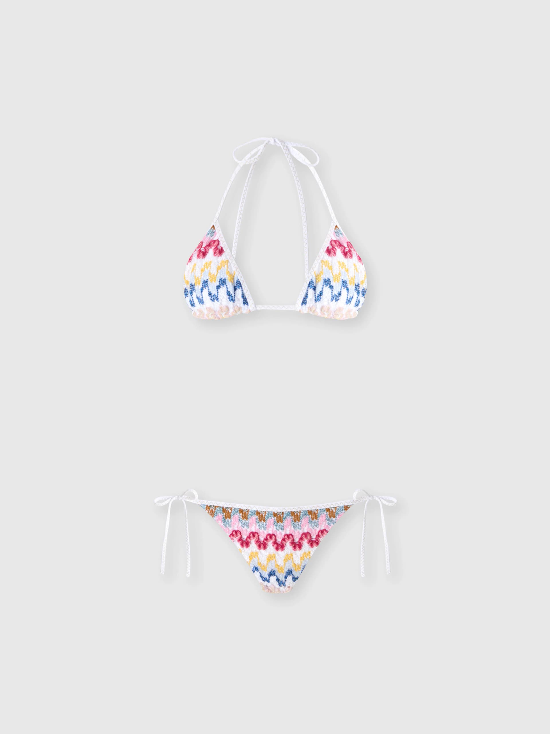 Triangle bikini in lamé viscose lace - Image 1