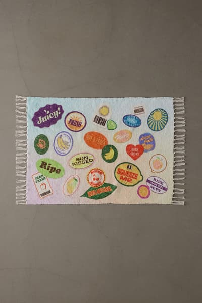 Fruit Sticker Collage Printed Rug - Image 1