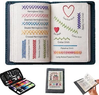 Embroidery Stitch Book, Portable Sewing & Hand Embroidery Kit, Cross Stitch Kits, DIY Needlepoint Starter Set with Complete Toolkit & Instructional Tutorial for Adults & Beginners(1 Set) - Image 1
