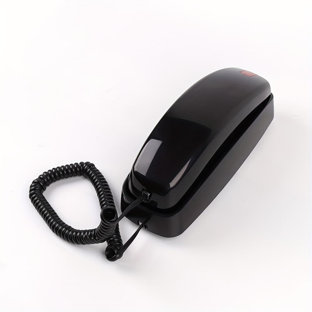 [High-Volume Wired Telephone] High-Volume Wired Telephone, 1pc Sleek Black - Wall-Mounted Extension for Home & Bathroom, Durable ABS Resin, Single Line Operation, No Battery Required - Image 1