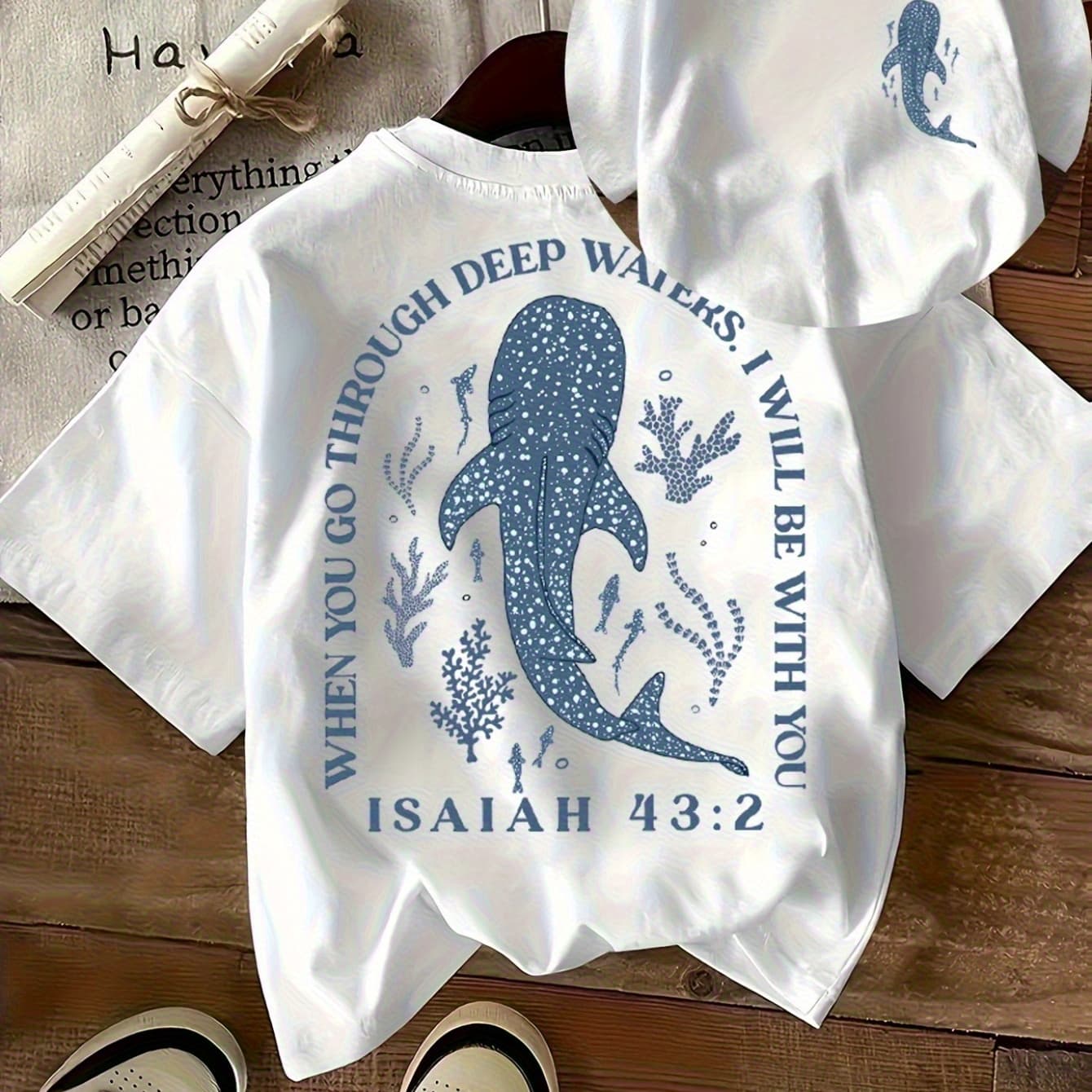 [Summer T-Shirt] Casual Printed White Round Neck Short-Sleeved T-Shirt Summer Tops for Girls, Teenagers and Students - Image 1