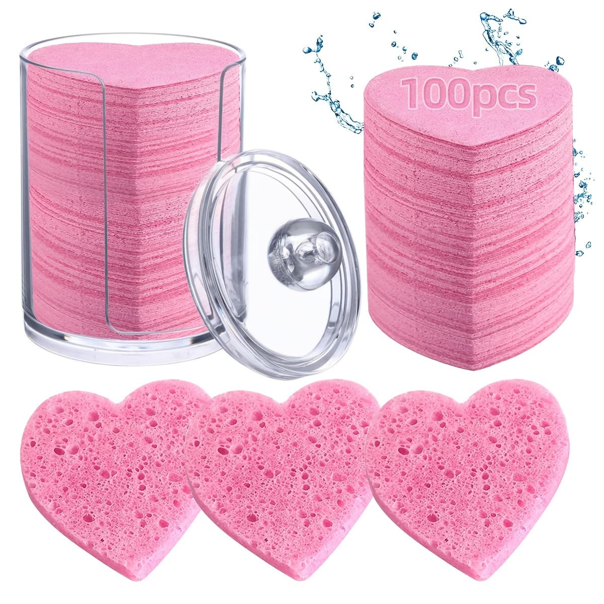 100pcs Natural Compressed Facial Sponges included Storage container Deep Cleansing Exfoliating Gentle Makeup Removal And Light Beige for All Light Beige Types