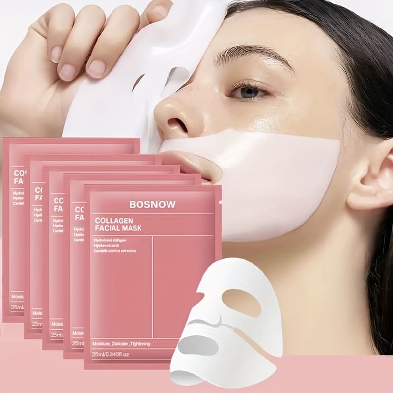 5pcs Instant lifting collagen white mask, moisturizing and moisturizing, keep the Light Beige hydrated and full, firm the Light Beige, make the Light Beige more firm and smooth, make the Light Beige look more beautiful and shiny, Suitable for dry and sensitive Light Beige