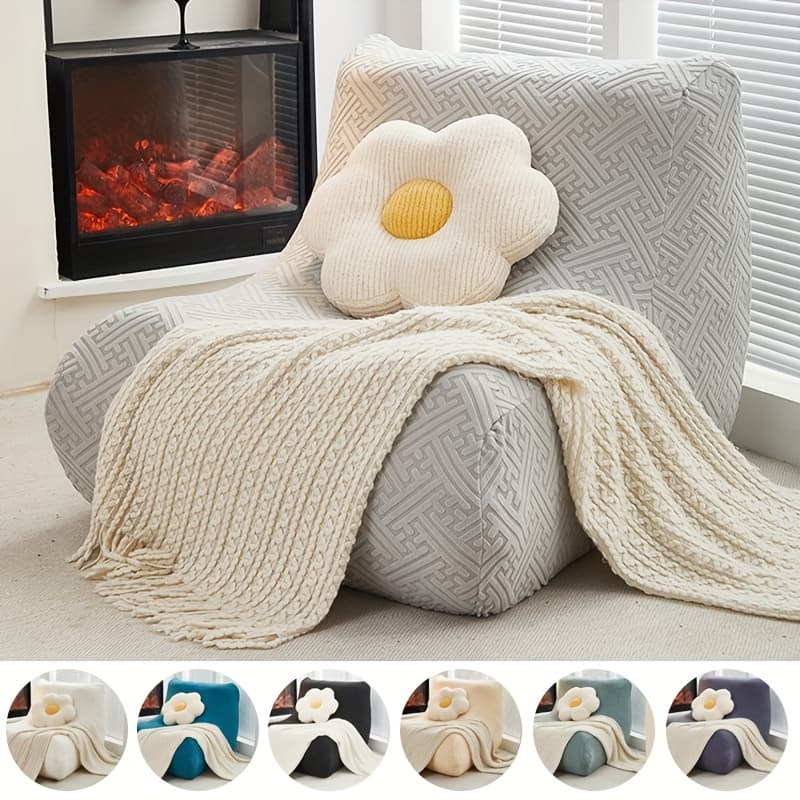 Modern Stretch Armchair Slipcover, Polar Fleece Fabric, 95% Polyester 5% Spandex, Thick Soft Plush Tufted Chair Cover, Machine Washable, with Elastic Band, for All-Season