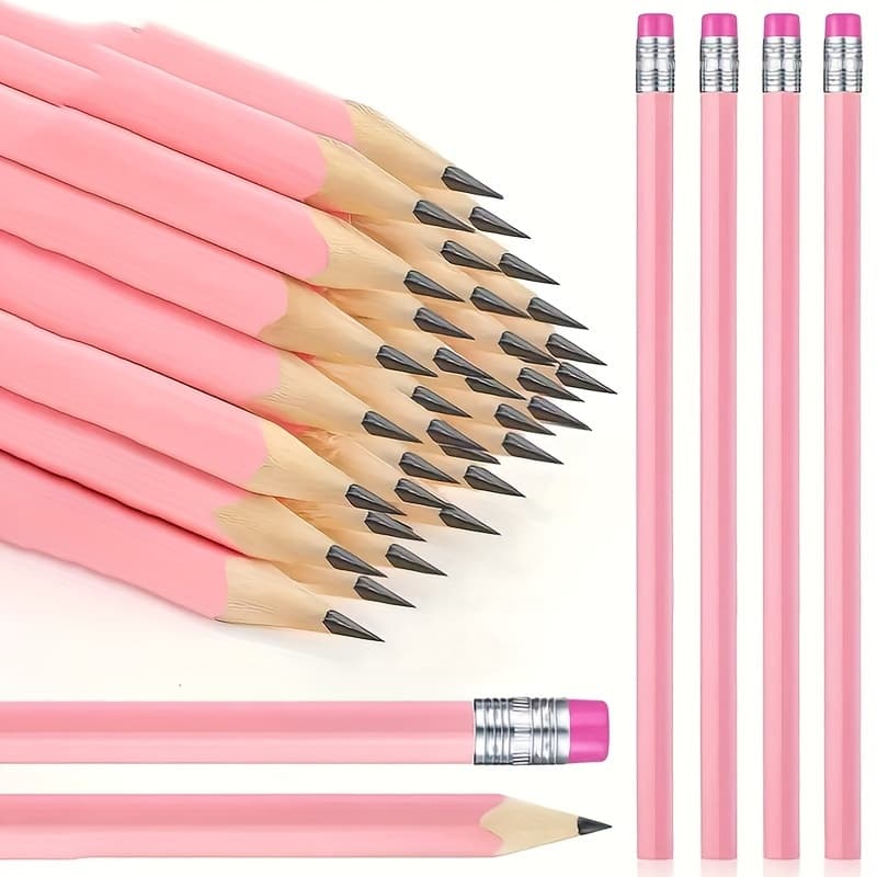 10pcs Pink HB Drawing Pencils with Erasers - Natural Wood Graphic Art, Wedding, School, Office, Sketching - Smooth Writing & Drawing, Elegant Pink Color for Gifts, Parties, Everyday Use, Pencils for Drawing, Artistic Supplies, Modern Design, Quality Erasers, Office Supplies, Stylish Stationery, Premium Woodcraft, Creative Professionals