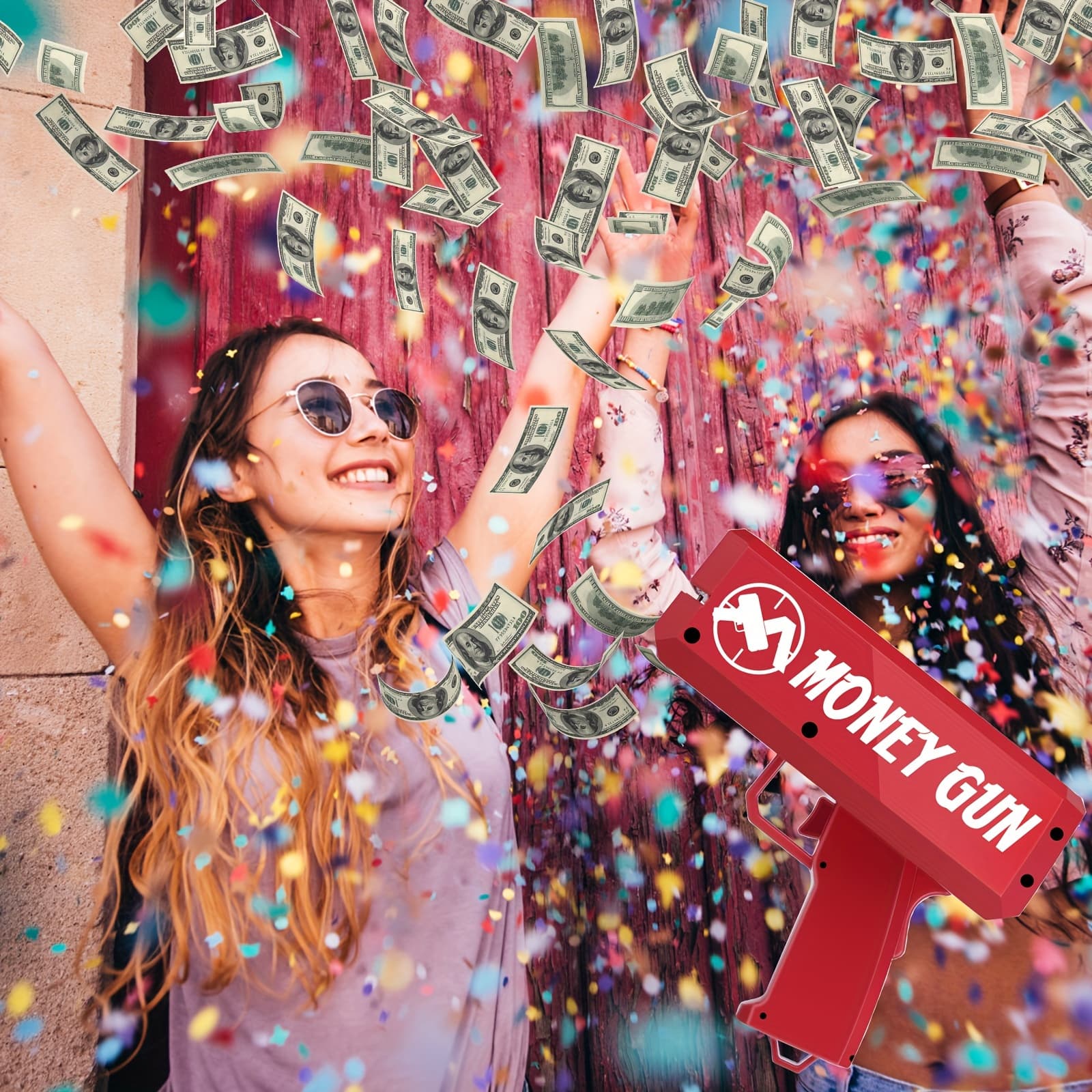 [Fun Money Gun] 100pcs Super Money Spray Gun with Paper Prop, Handheld Cash Shooter | Suitable for Games, Movies, Birthday Parties - Halloween, Christmas Novelty And Funny Gifts (Batteries Not Included)